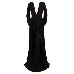 1970''s YVES SAINT LAURENT long black jersey gown with matching sash