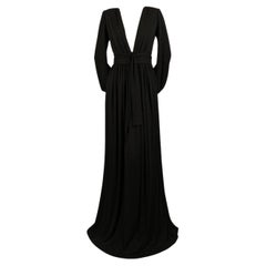 1970's YVES SAINT LAURENT long black jersey gown with matching sash