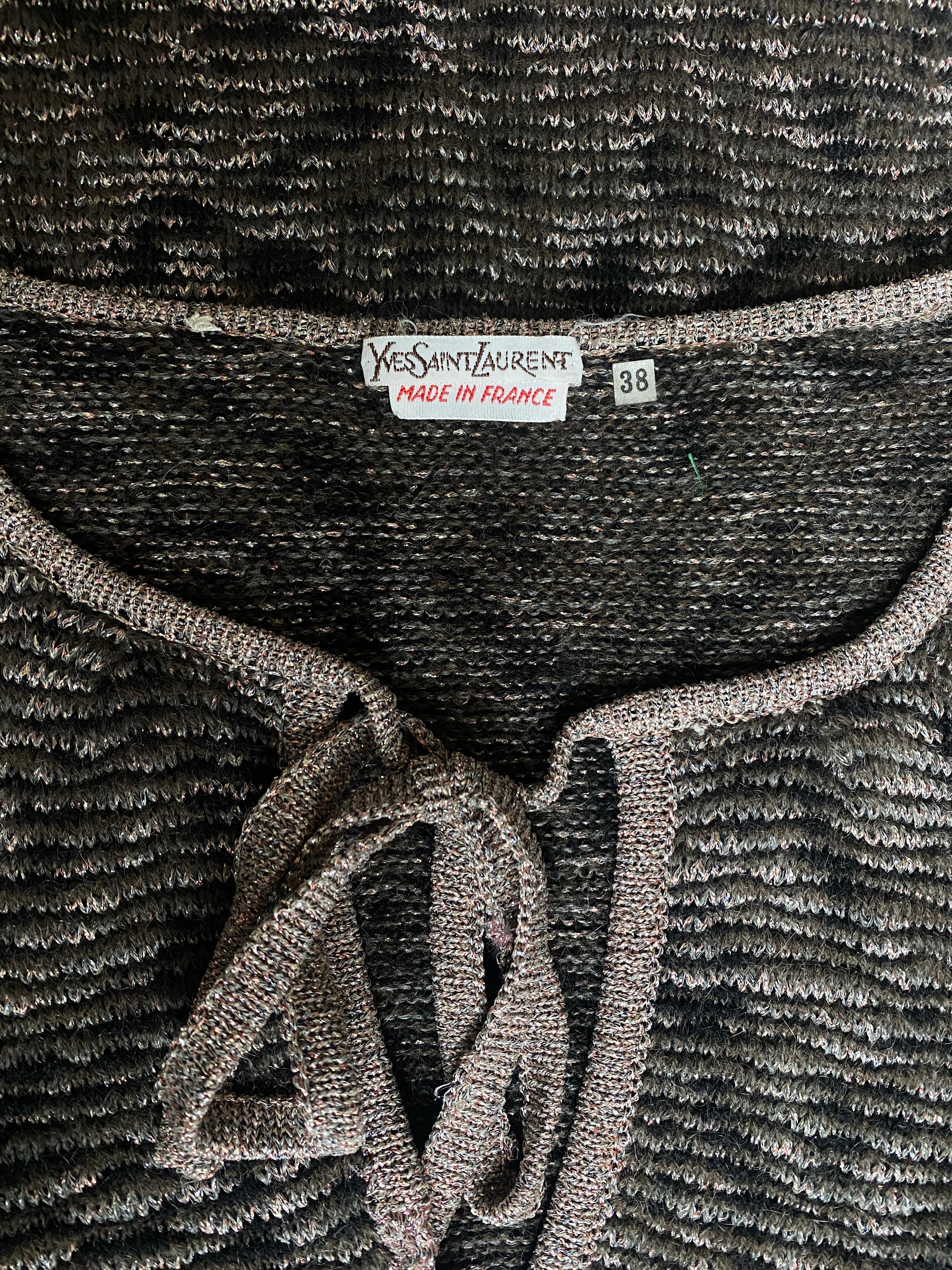 Yves Saint Laurent Metallic gestrickter Pullover aus den 1970er Jahren Damen im Angebot