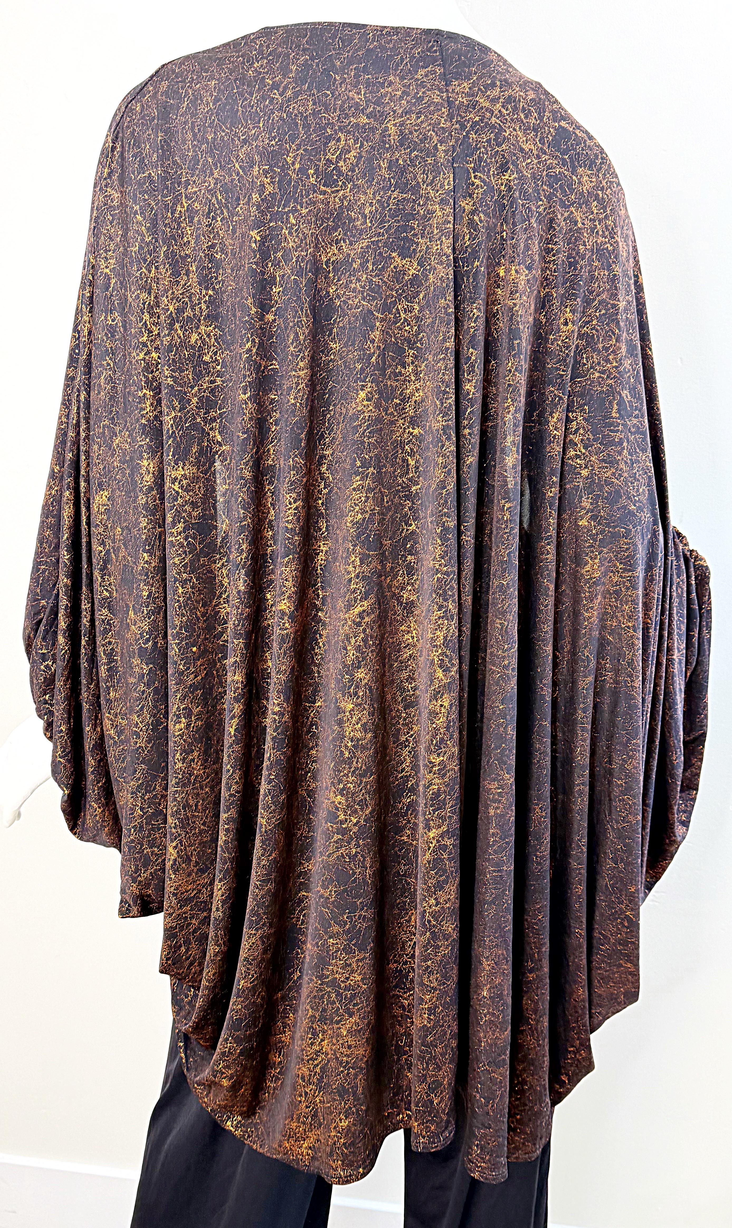 1970s Yves Saint Laurent Metallic Vintage 70s Bronze Black Jumpsuit + Jacket YSL 2