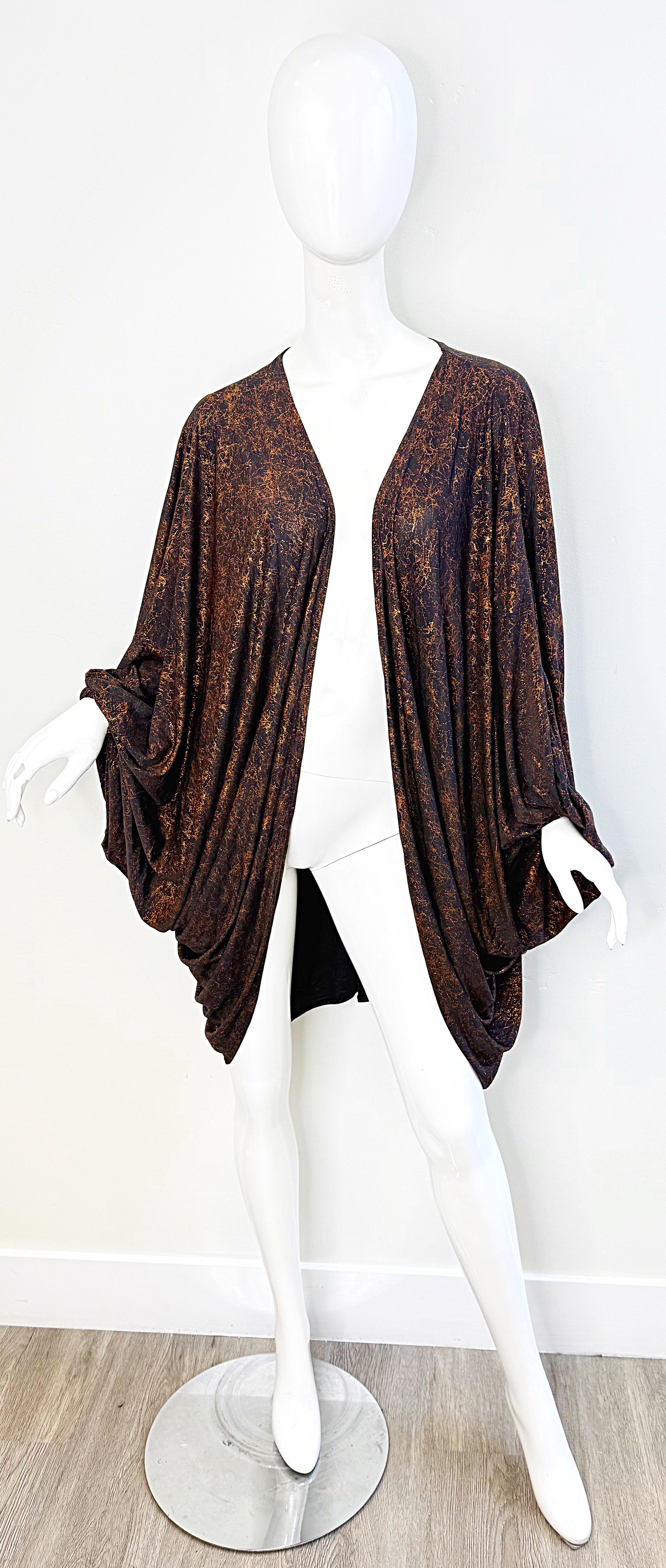 1970s Yves Saint Laurent Metallic Vintage 70s Bronze Black Jumpsuit + Jacket YSL 3
