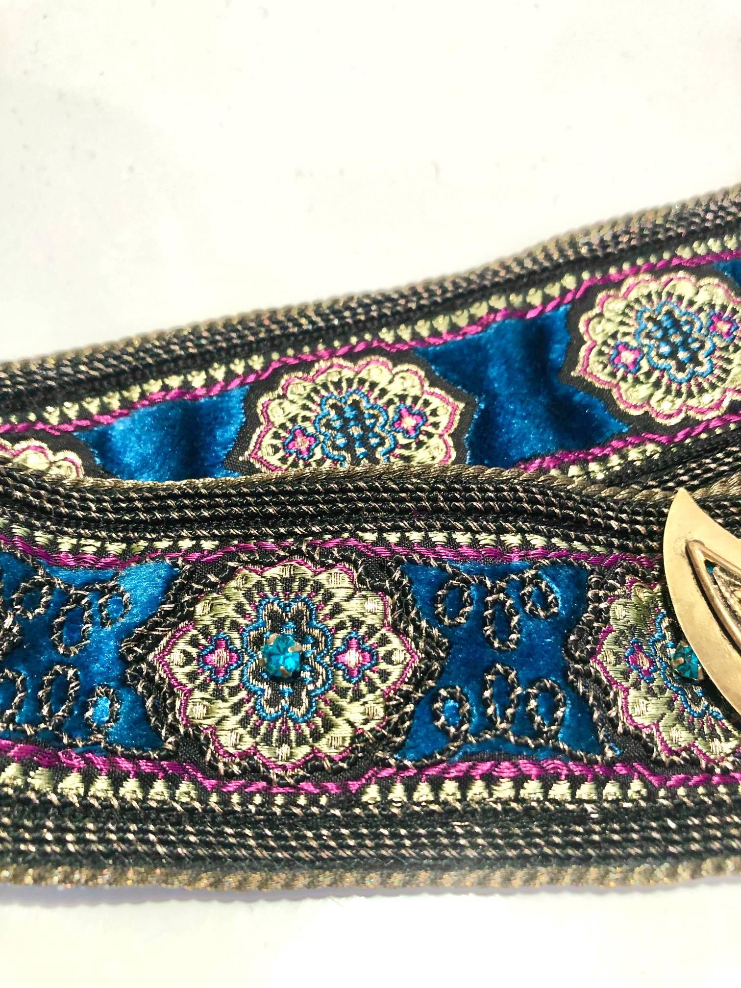 1970s Yves Saint Laurent Moroccan Collection Jewelled Buckle Waist Belt  4