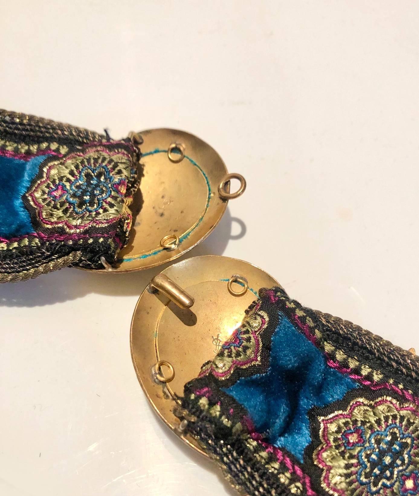 Black 1970s Yves Saint Laurent Moroccan Collection Jewelled Buckle Waist Belt 