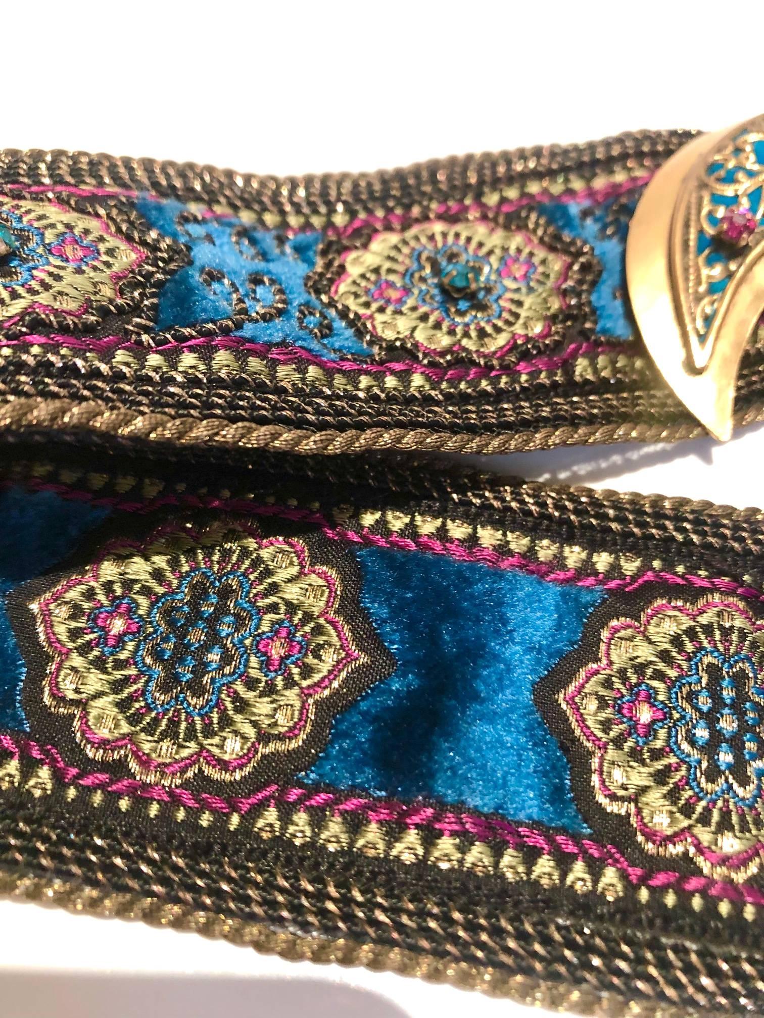 1970s Yves Saint Laurent Moroccan Collection Jewelled Buckle Waist Belt  In Excellent Condition In London, GB