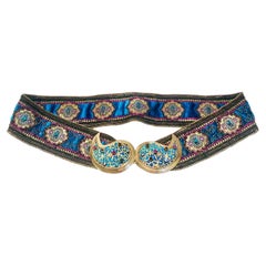 Retro 1970s Yves Saint Laurent Moroccan Collection Jewelled Buckle Waist Belt 