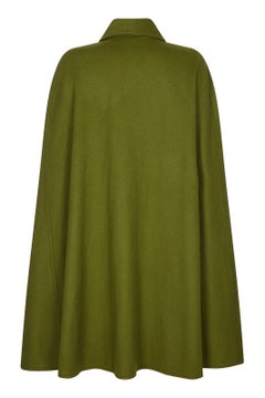 1970s Yves Saint Laurent Moss Green Wool Cape