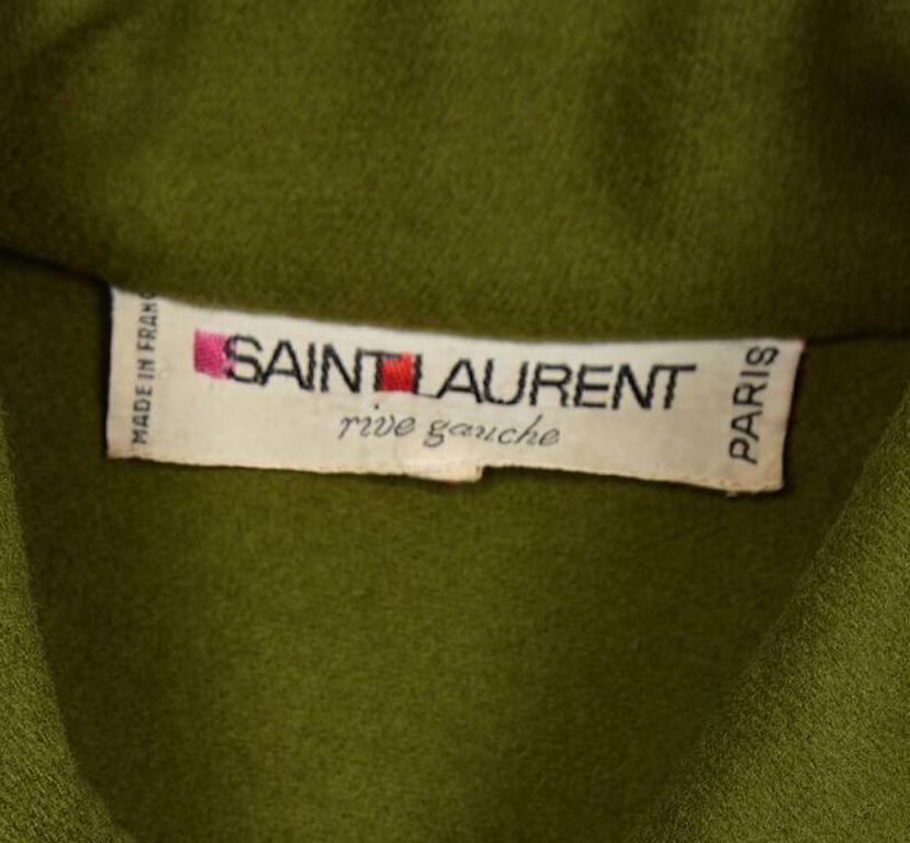 1970s Yves Saint Laurent Moss Green Wool Cape In Excellent Condition In London, GB