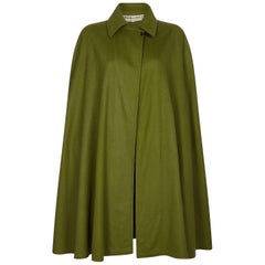 1970s Yves Saint Laurent Moss Green Wool Cape