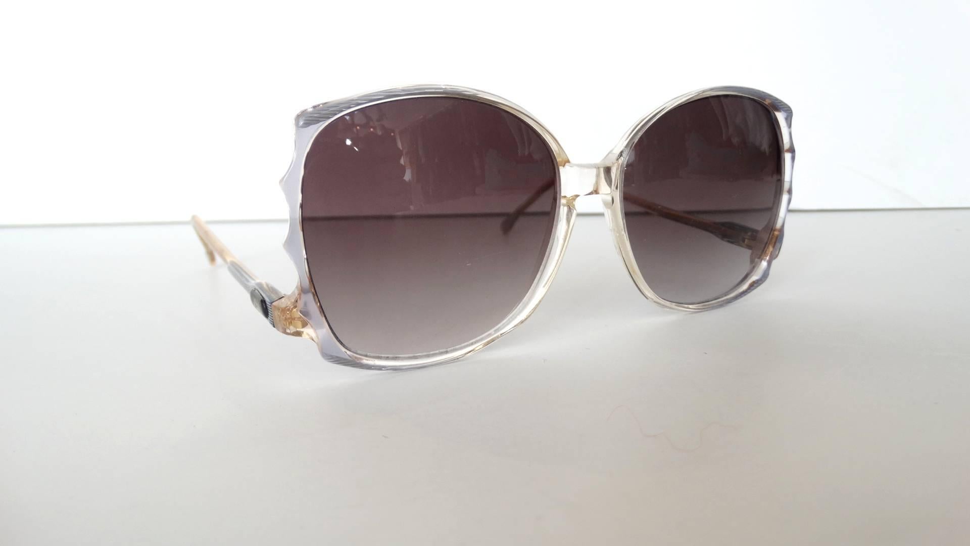 Gray 1970s Yves Saint Laurent Oversized Sunglasses 