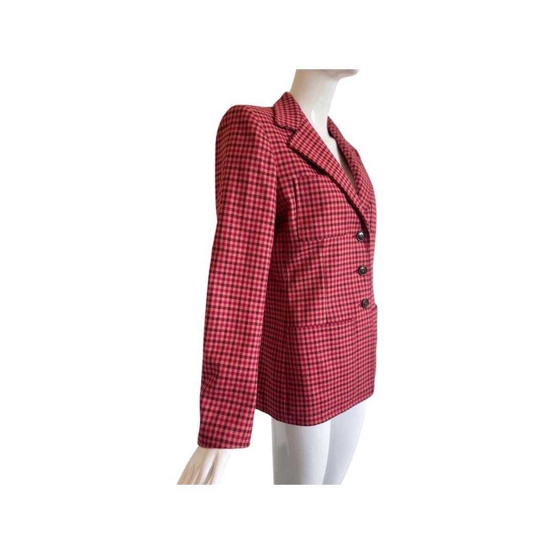 1970s Yves Saint Laurent Pink Check Blazer  In Good Condition For Sale In Miami, FL