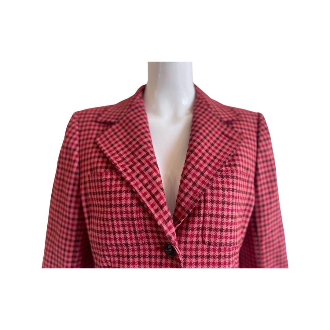 1970s Yves Saint Laurent Pink Check Blazer  For Sale 1