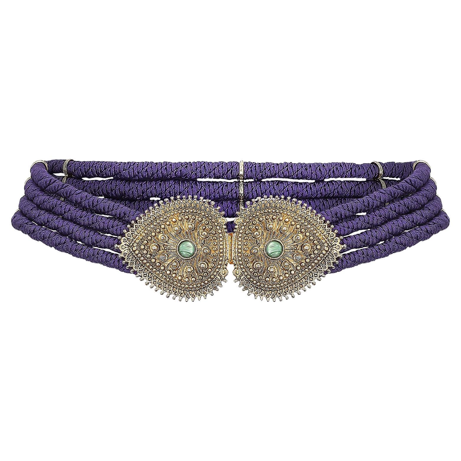 1970s Yves Saint Laurent Purple Belt with Gold Clasp