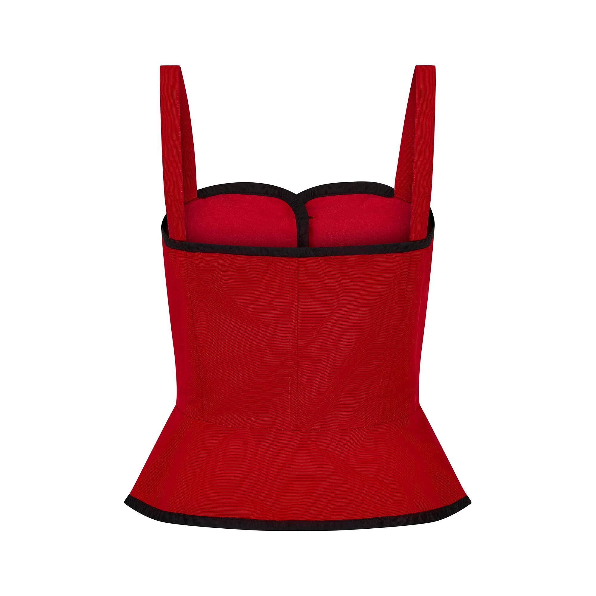 1970s Yves Saint Laurent Red Faille Corset Top In Excellent Condition In London, GB