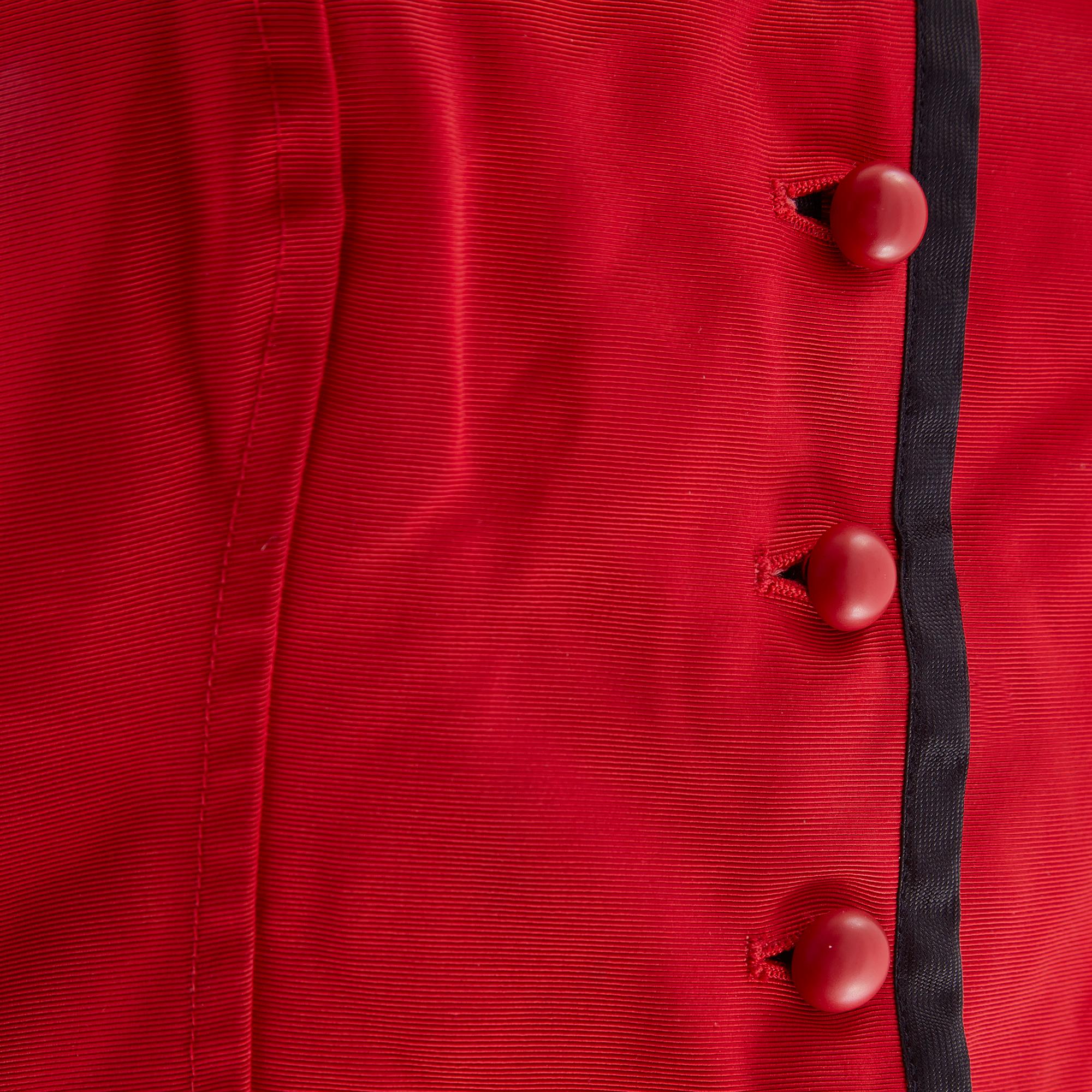 Women's 1970s Yves Saint Laurent Red Faille Corset Top