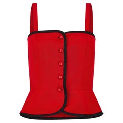 Top a corsetto in Faille rosso di Yves Saint Laurent degli anni '70