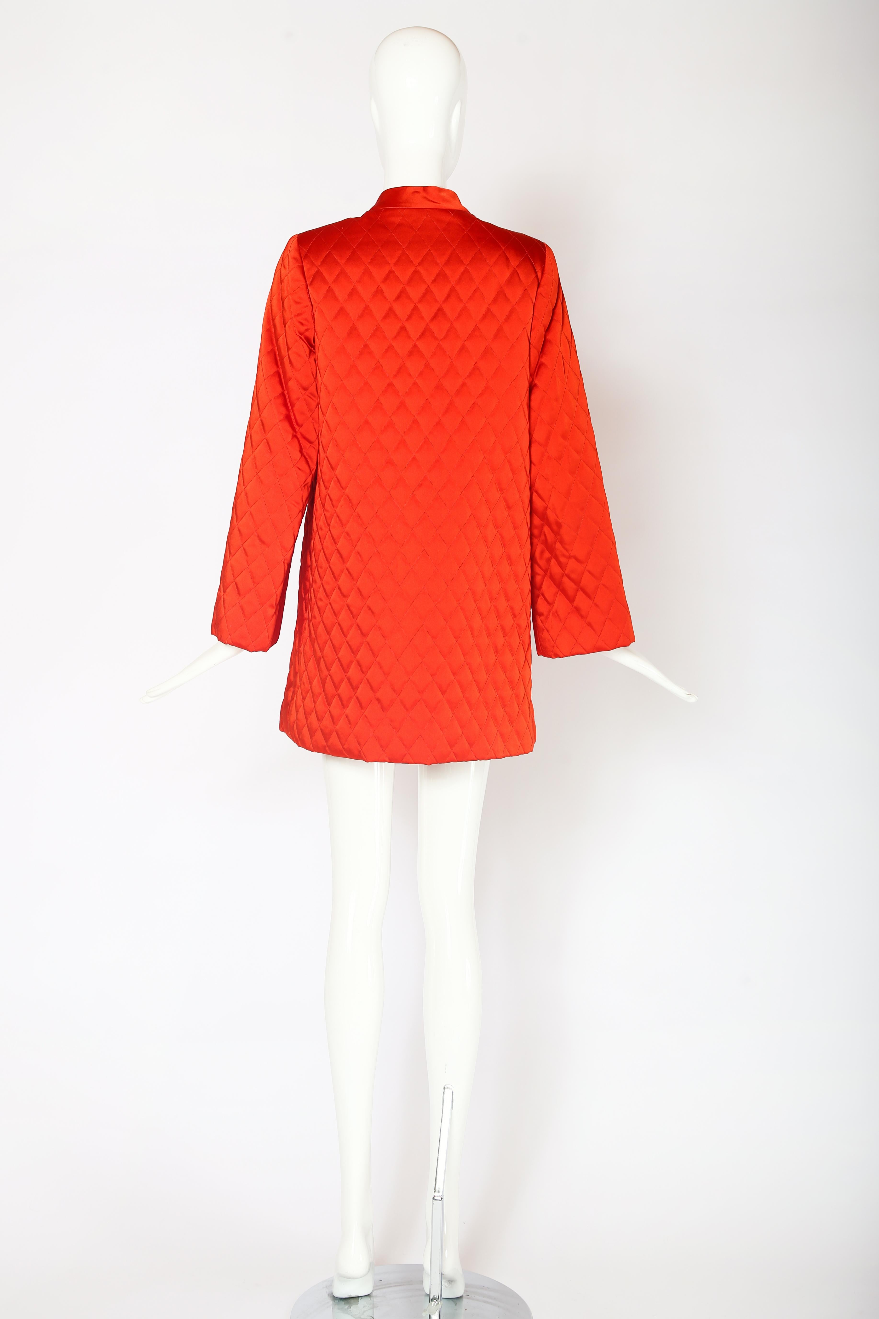 Women's 1970's Yves Saint Laurent Red/Orange Quilted Jacket For Sale