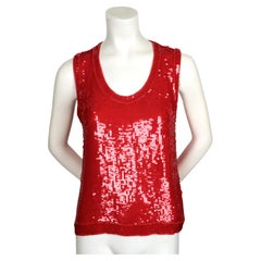 1970's YVES SAINT LAURENT red sequined top