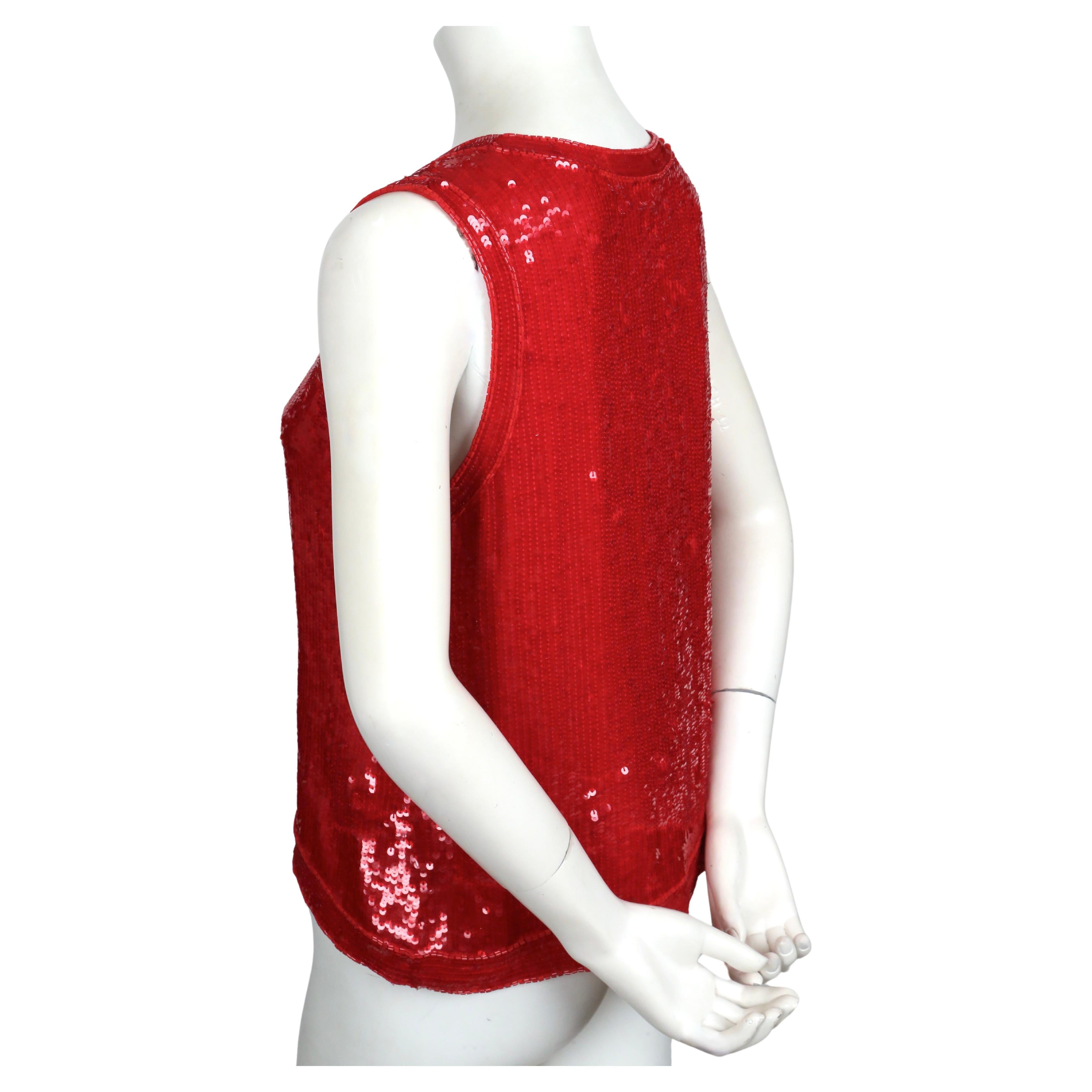Women's or Men's 1970's YVES SAINT LAURENT red sequined top For Sale