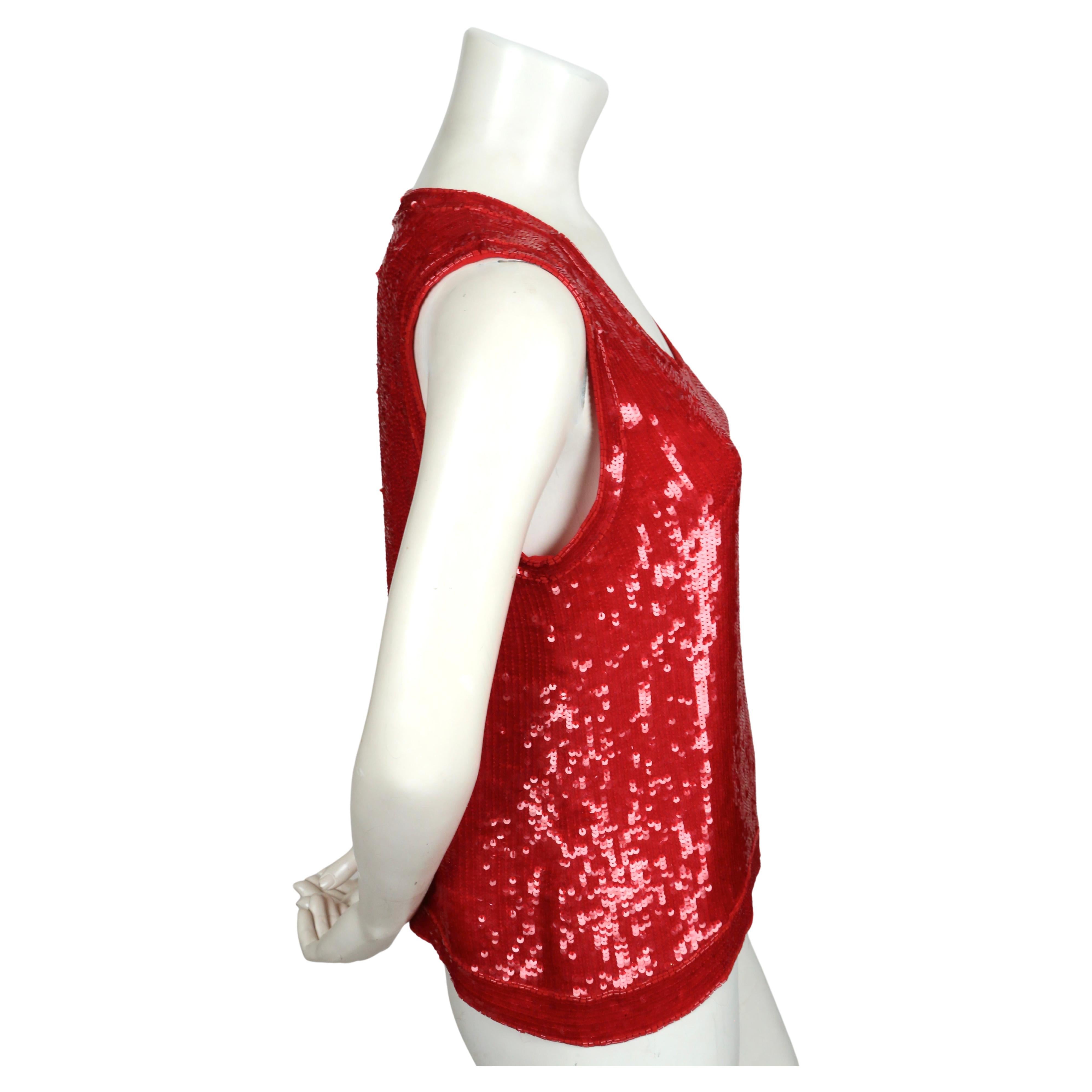 1970's YVES SAINT LAURENT red sequined top For Sale 1