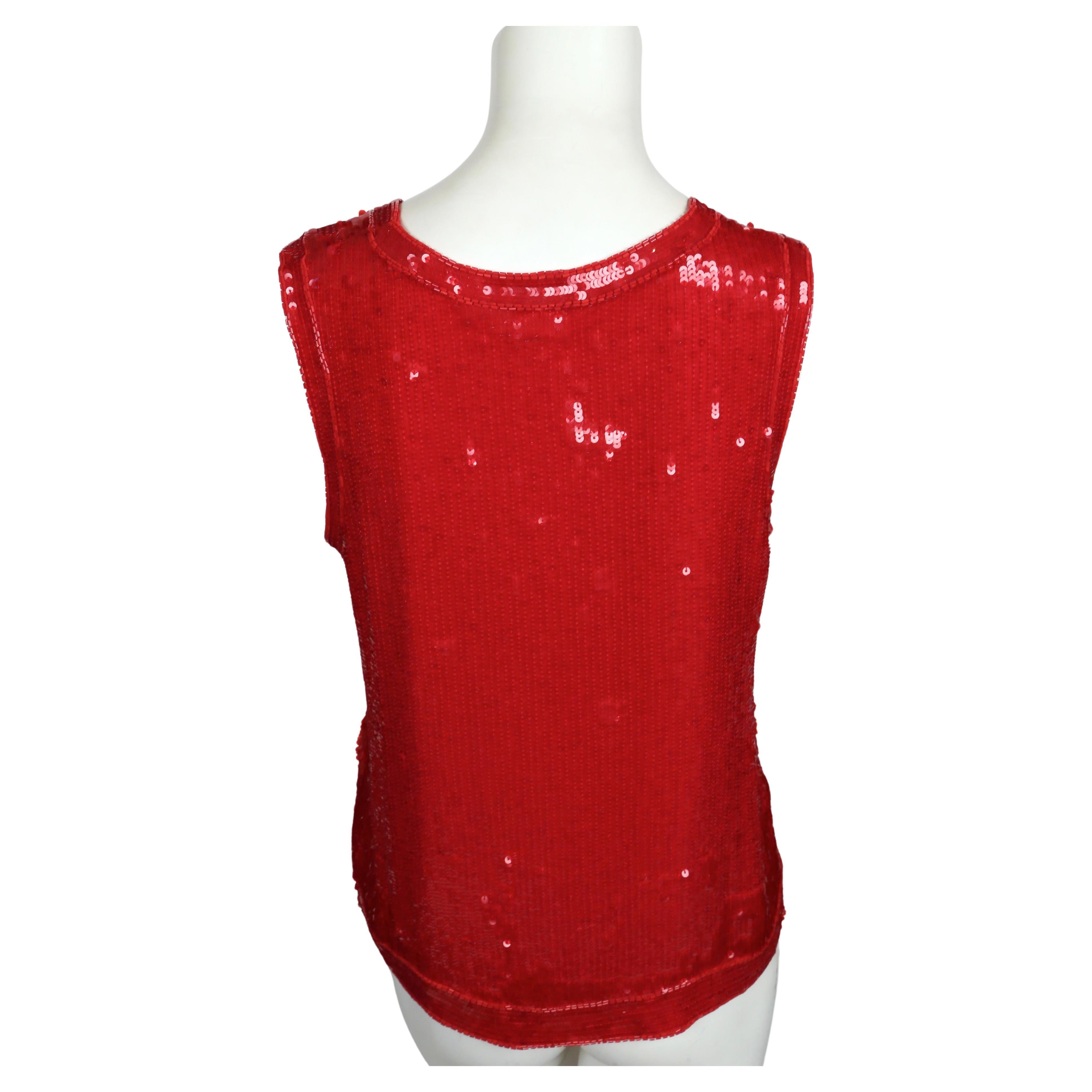 1970's YVES SAINT LAURENT red sequined top For Sale 2