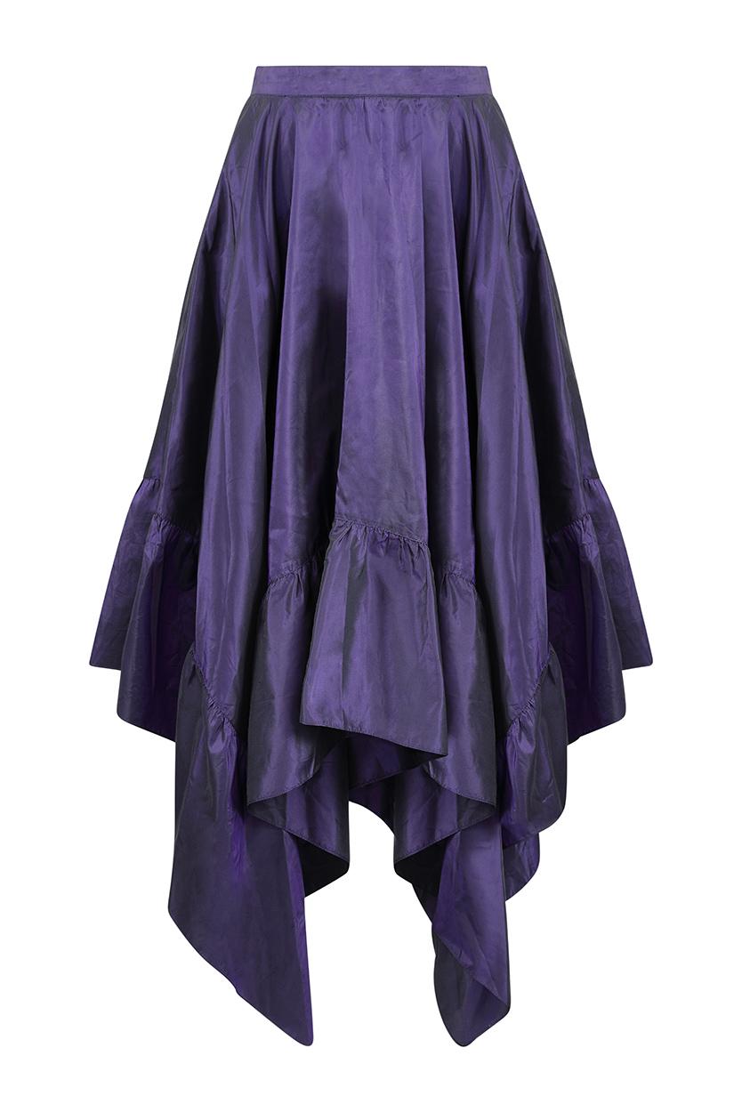 Yves Saint Laurent - Ensemble jupe à volants en taffetas violet, années 1970 Pour femmes en vente