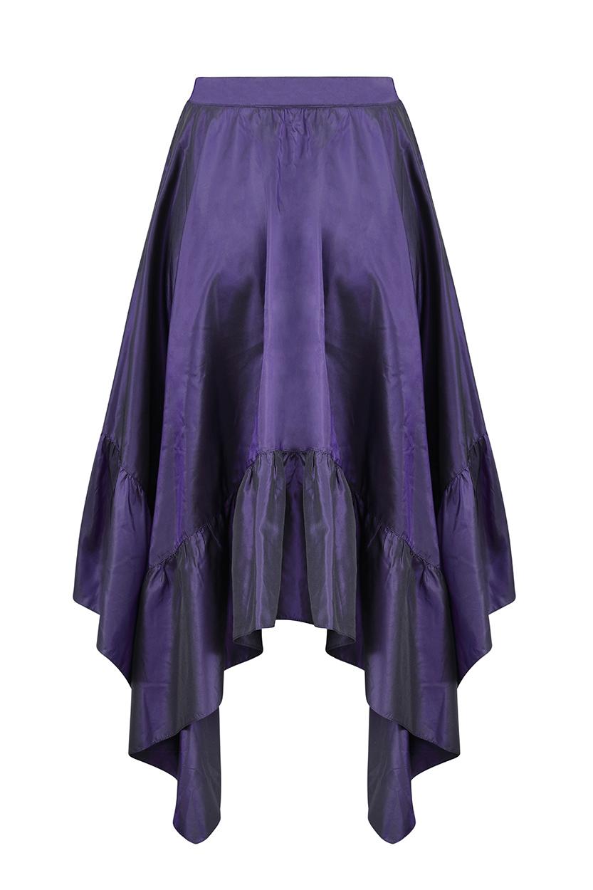 Yves Saint Laurent - Ensemble jupe à volants en taffetas violet, années 1970 en vente 1