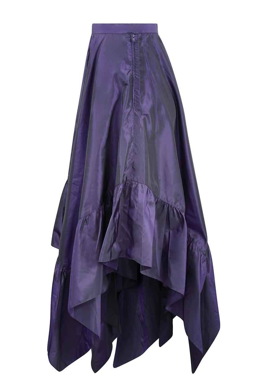 Women's 1970s Yves Saint Laurent Rich Purple Taffeta Ruffle Skirt Set For Sale