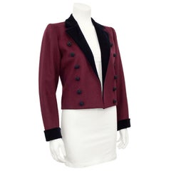 1970s Yves Saint Laurent Rive Gauche Bordeaux Red Wool Tuxedo Jacket