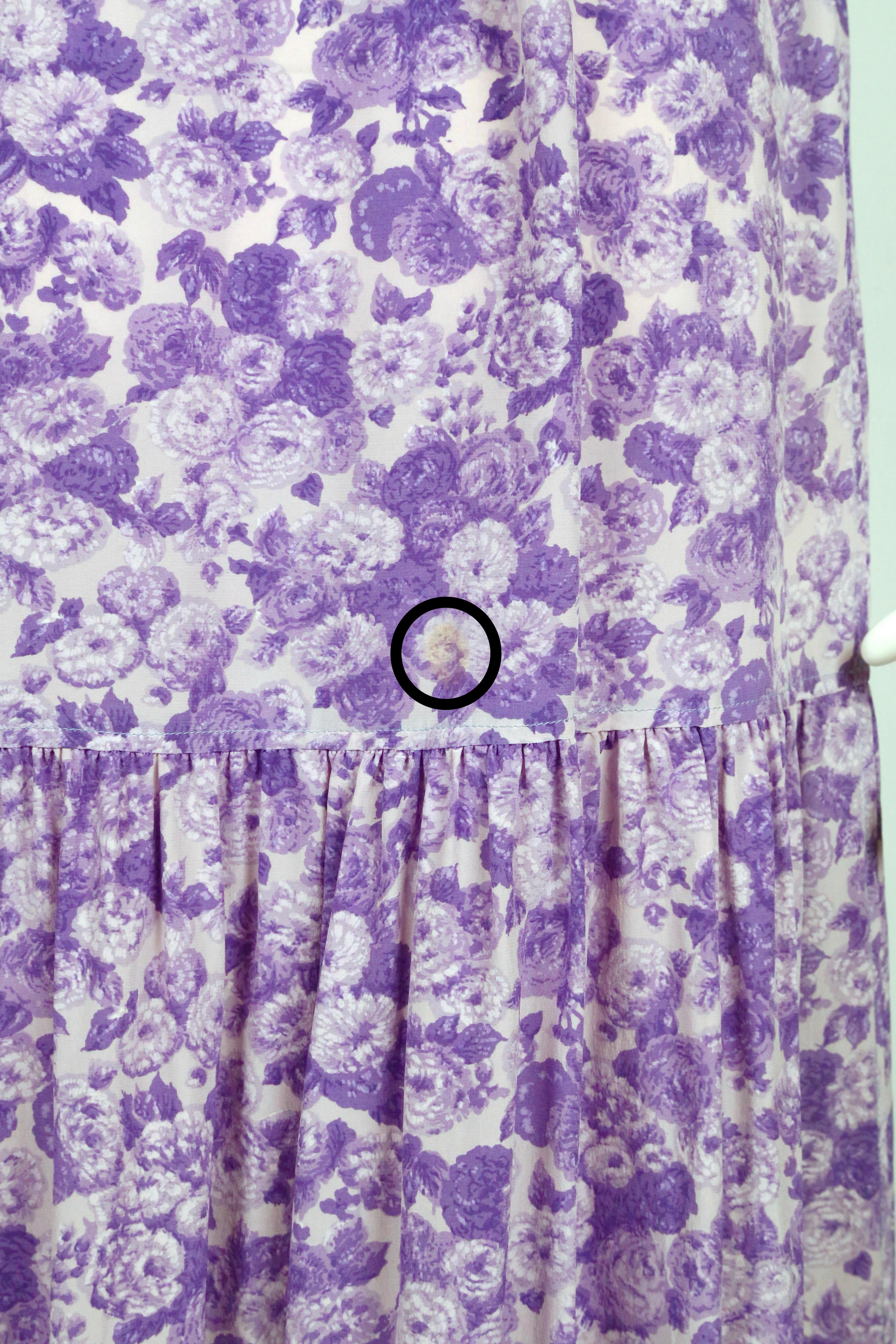 1976 YVES SAINT LAURENT rive gauche purple silk floral RUNWAY dress For Sale 6