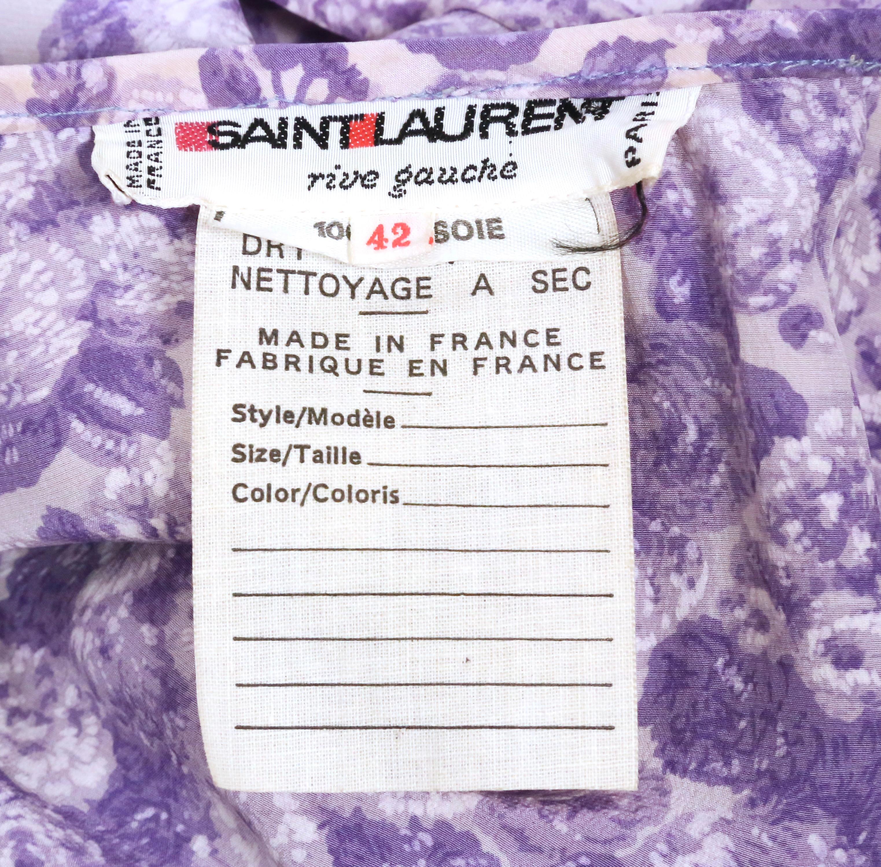 1976 YVES SAINT LAURENT rive gauche purple silk floral RUNWAY dress For Sale 8