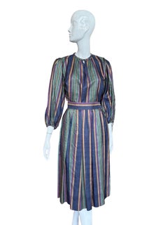 1970s Yves Saint Laurent Rive Gauche Silk Stripe Skirt Set