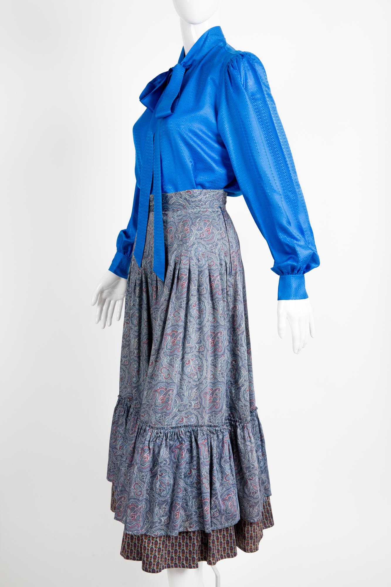1970s Yves Saint Laurent Russian Collection Cotton Skirt In Excellent Condition In Paris, FR