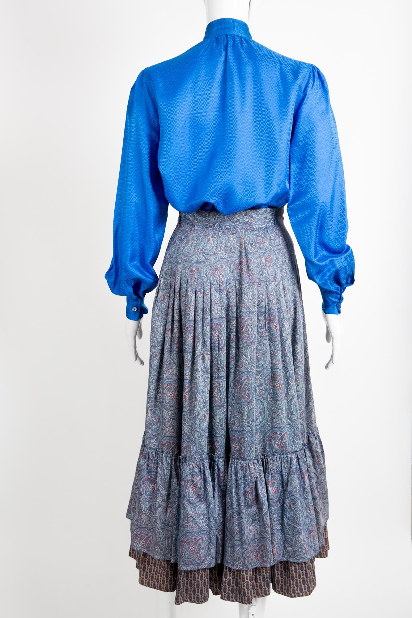 Women's 1970s Yves Saint Laurent Russian Collection Cotton Skirt