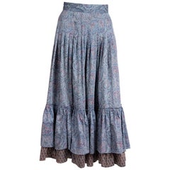 1970s Yves Saint Laurent Russian Collection Cotton Skirt