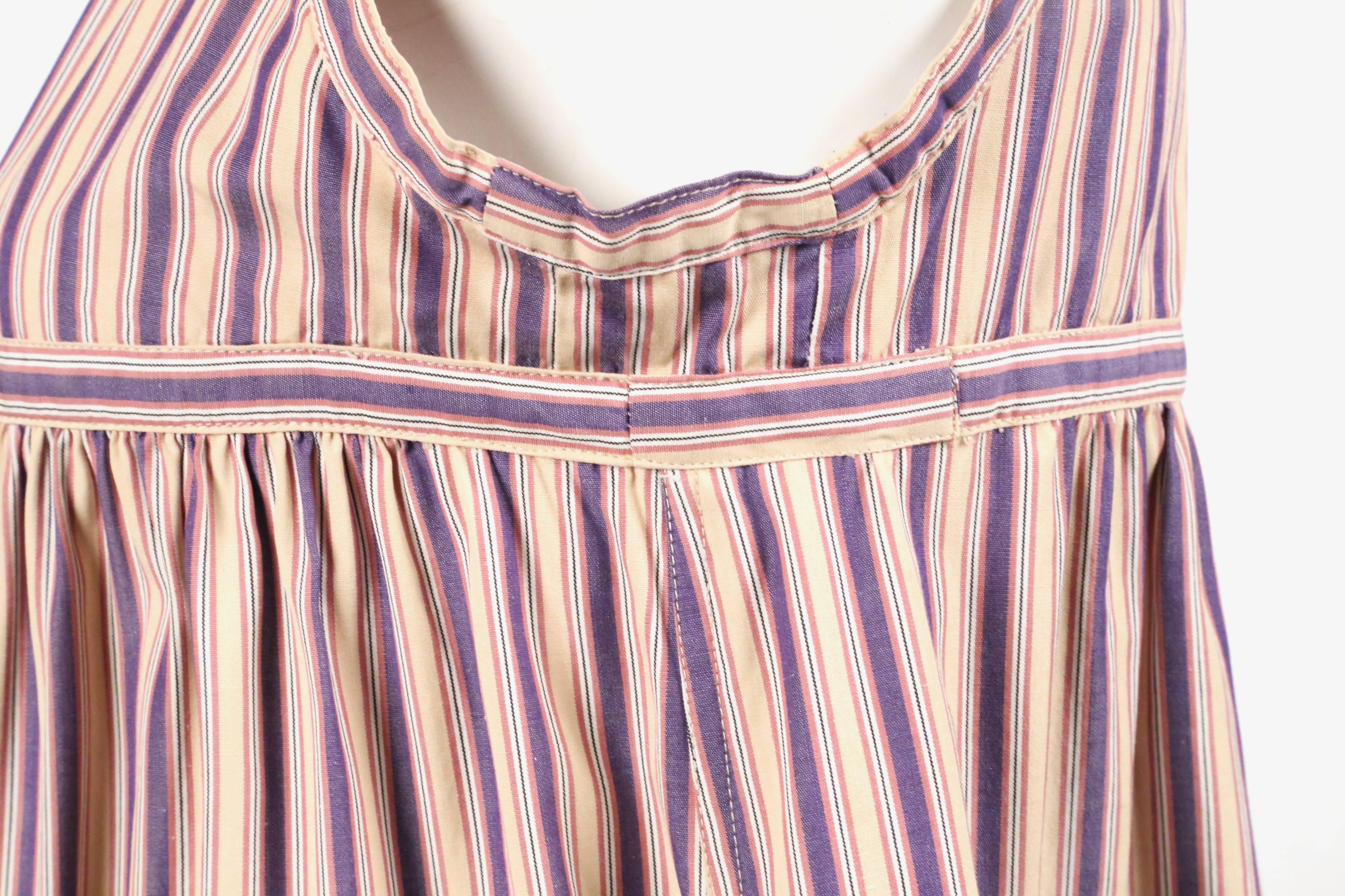 1970's YVES SAINT LAURENT striped cotton dress with patch pockets In Good Condition In San Fransisco, CA