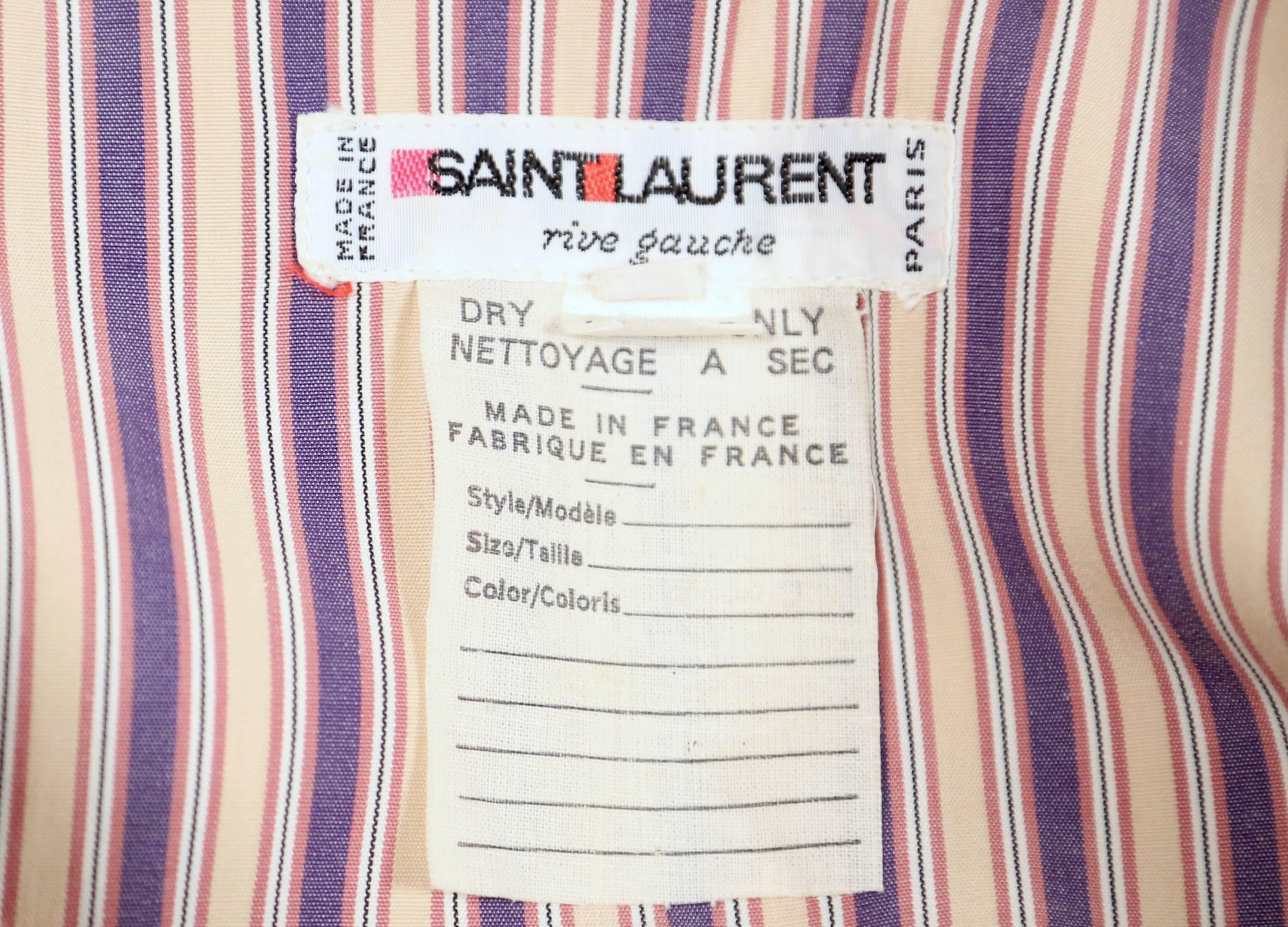 1970's YVES SAINT LAURENT striped cotton dress with patch pockets 1