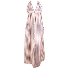 1970's YVES SAINT LAURENT striped cotton dress with patch pockets