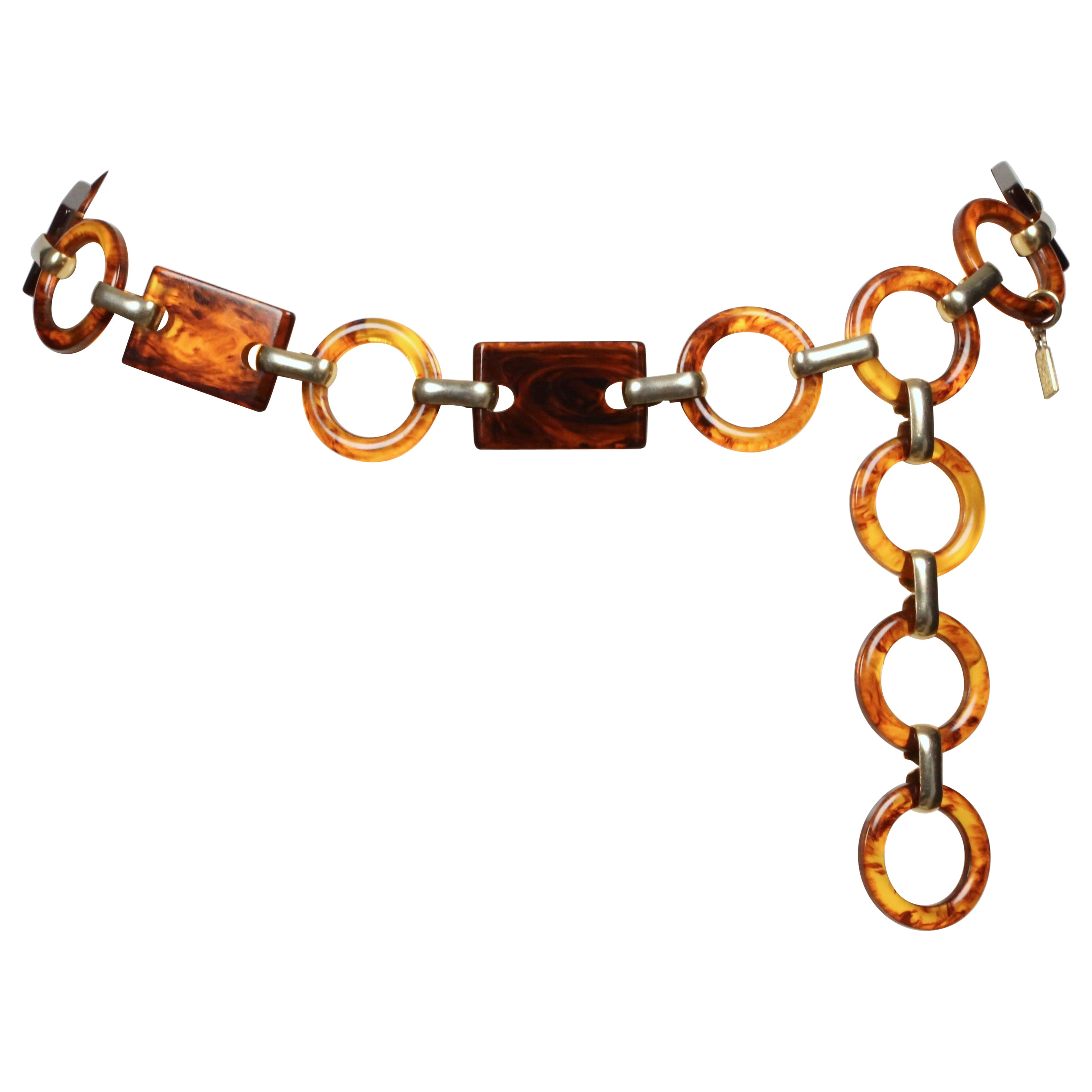 1970's YVES SAINT LAURENT tortoise and gold link belt