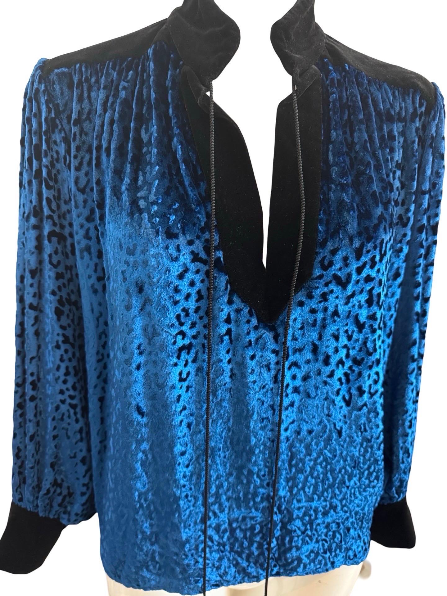 Blue 1970s Yves Saint Laurent Velvet Tunic For Sale