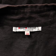 1970s Yves Saint Laurent Vintage Black Linen Safari Button Up Blouse/ Top/ Shirt