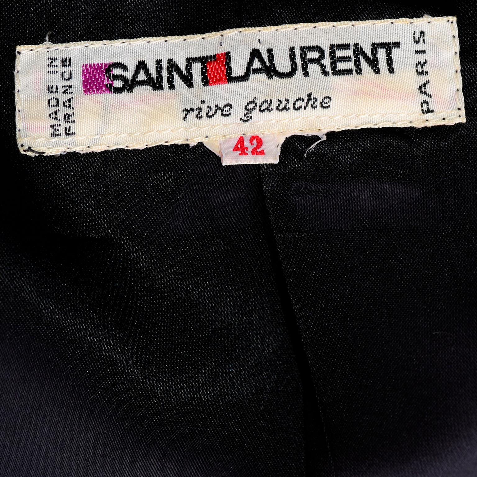 1970s Yves Saint Laurent Vintage Black Velvet Russian Jacket w Braid Trim 4