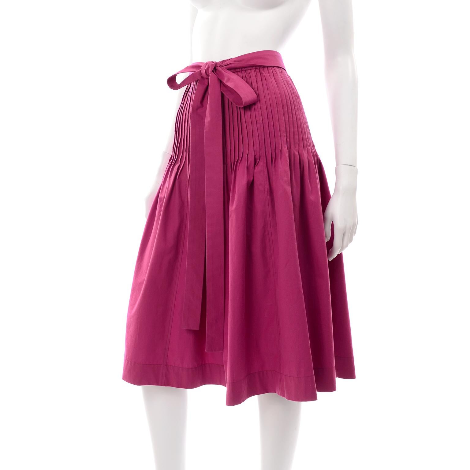 This vintage Yves Saint Laurent 1970's skirt came from our all time favorite estate of vintage designer clothing. This individual had the most outstanding wardrobe we've ever been privileged to handle and she was a huge YSL fan.  This pretty fuschia