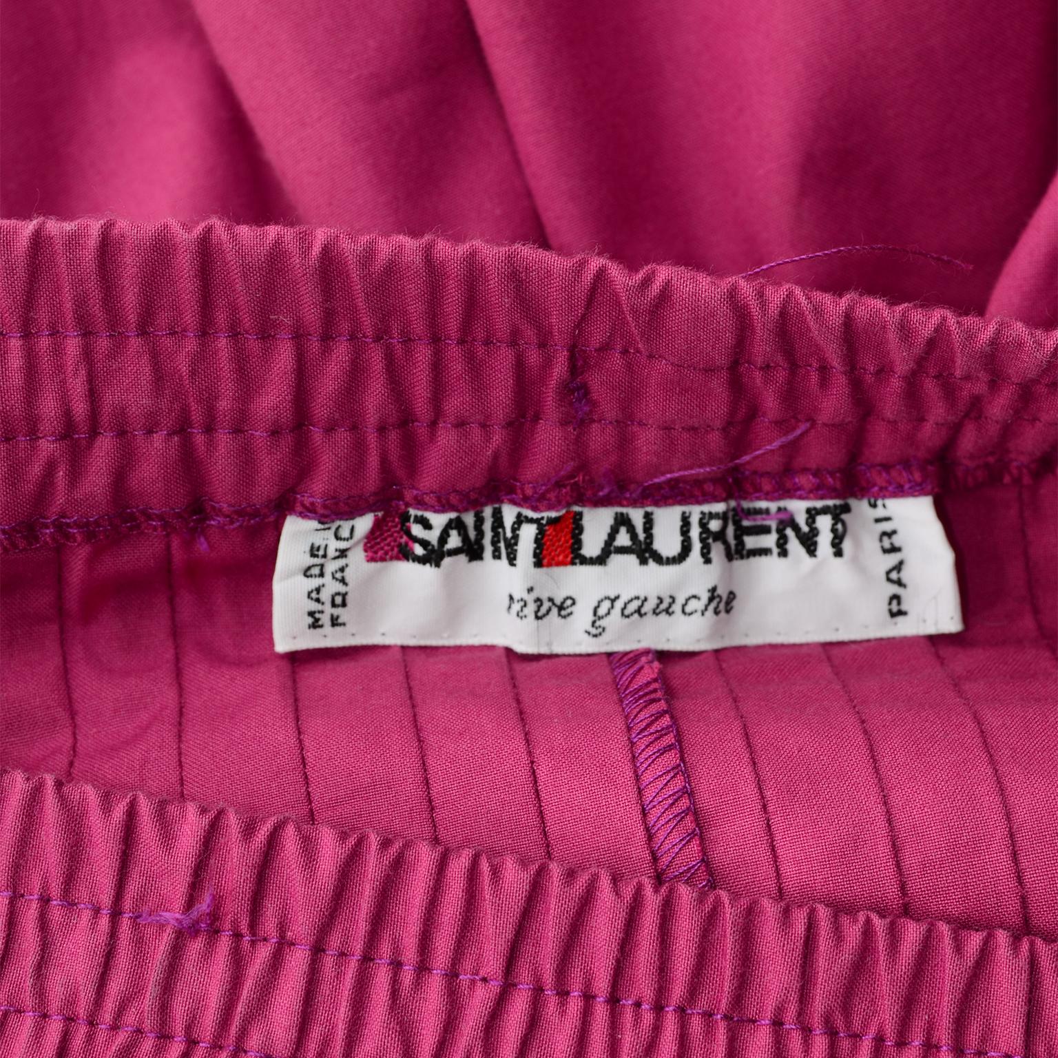 1970s Yves Saint Laurent Vintage Fuschia Pink Cotton Skirt With Sash Belt 1