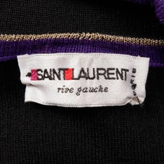 1970s Yves Saint Laurent Vintage Purple Black Gold Knit Wrap Sweater Top/ Shirt