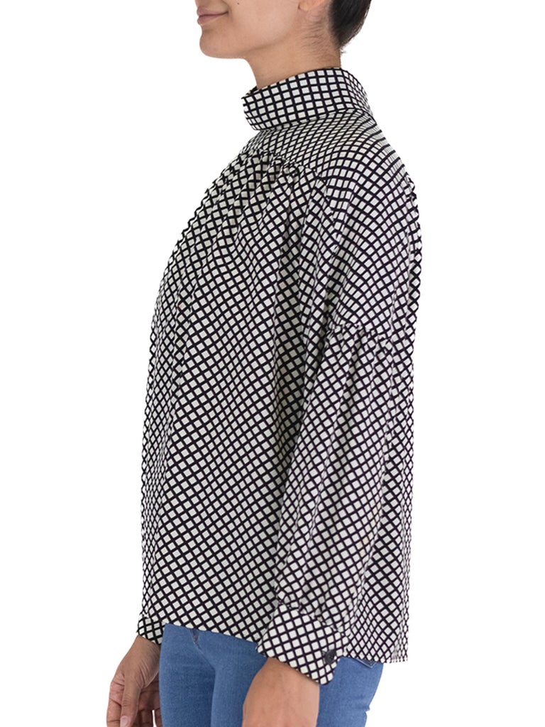 Ysl Geometry Pattern 1970S Yves Saint Laurent White and Black Rive Gouche Wool Geometric ...