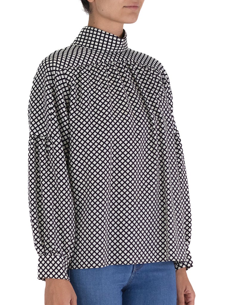 Ysl Geometry Pattern 1970S Yves Saint Laurent White and Black Rive Gouche Wool Geometric ...