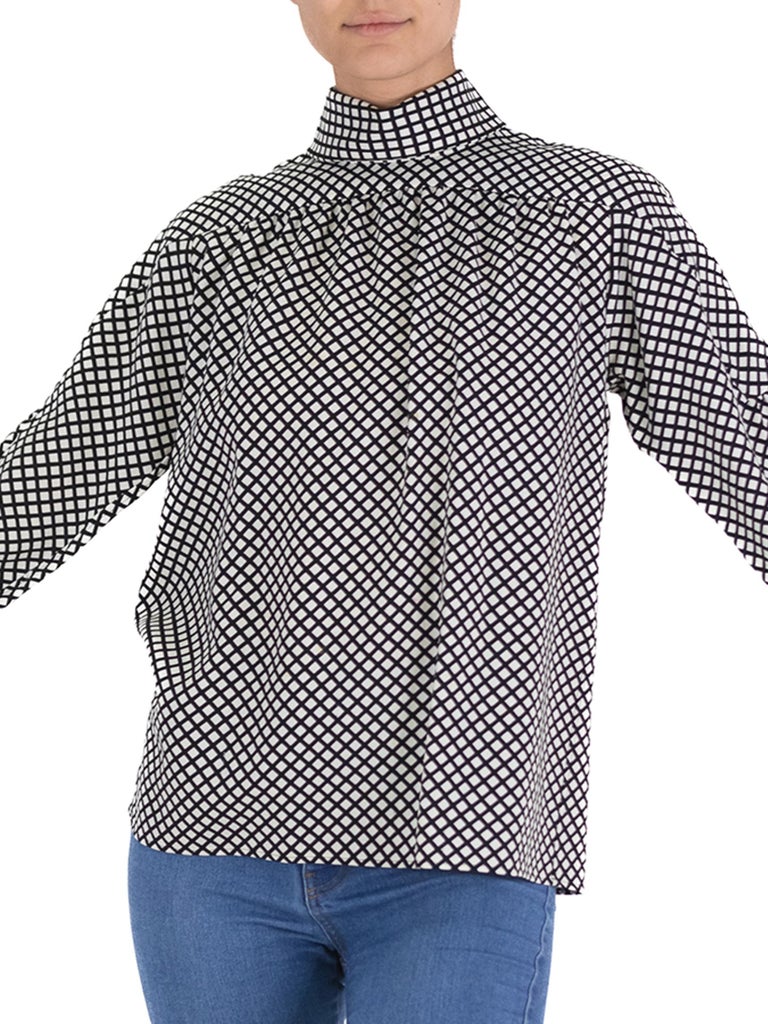 Ysl Geometry Pattern 1970S Yves Saint Laurent White and Black Rive Gouche Wool Geometric ...