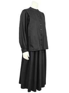 1970's Yves Saint Laurent/YSL Black Cotton Jacket and Skirt Ensemble