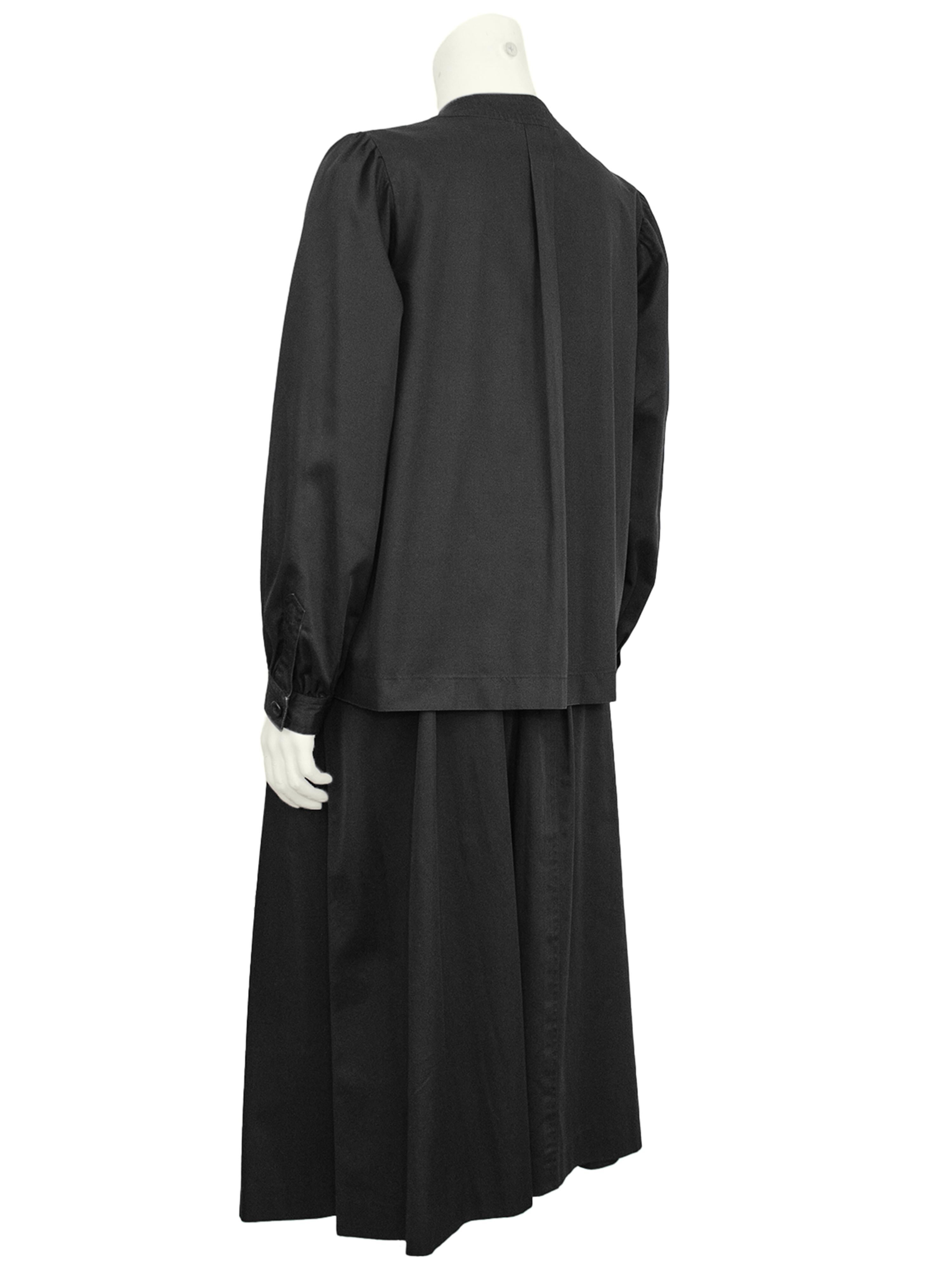 1970's Yves Saint Laurent/YSL Black Cotton Jacket and Skirt Ensemble In Good Condition For Sale In Toronto, Ontario