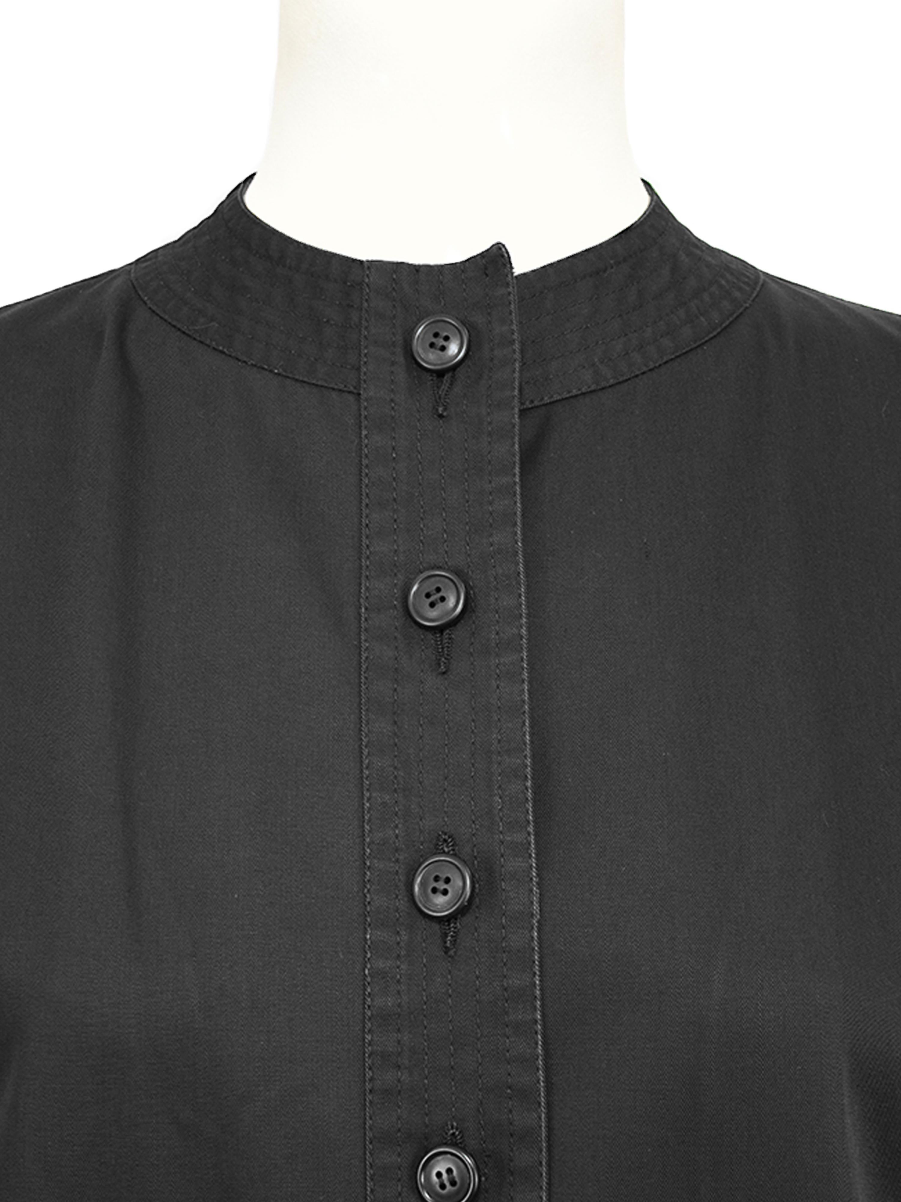 Women's 1970's Yves Saint Laurent/YSL Black Cotton Jacket and Skirt Ensemble For Sale